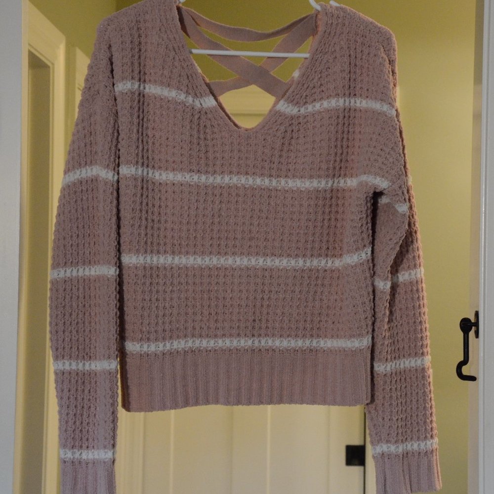 Moral Fiber Pink and White Striped Sweater